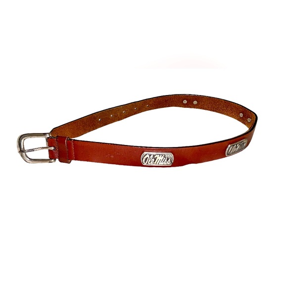 Ole Miss University of Mississippi leather belt boys size medium 14 26 27 28 - Picture 1 of 9